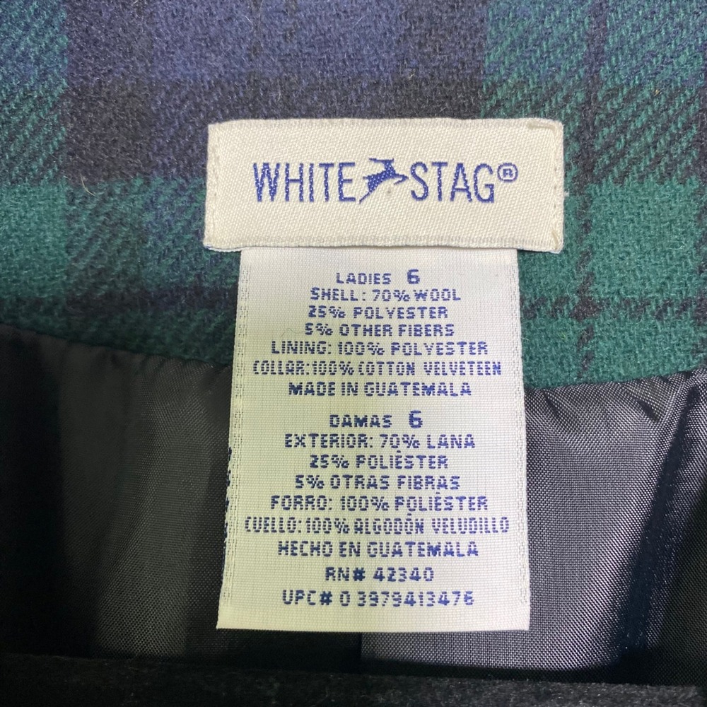 Vintage White Stag Women's Wool Blend Plaid Blazer Jacket Velvet Collar Size 6 - Picture 3 of 8